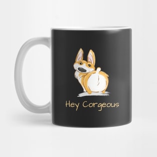 Hey Corgeous Cute Corgi Illustration Mug